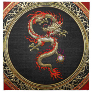 [300] Golden Chinese Dragon Fucanglong Napkin