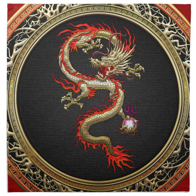 [300] Golden Chinese Dragon Fucanglong Napkin (Front)