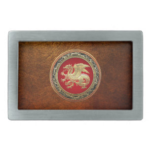 [300] Icelandic Dragon, Landvættir [Gold] Belt Buckle