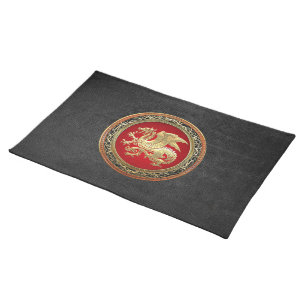 [300] Icelandic Dragon, Landvættir [Gold] Cloth Placemat