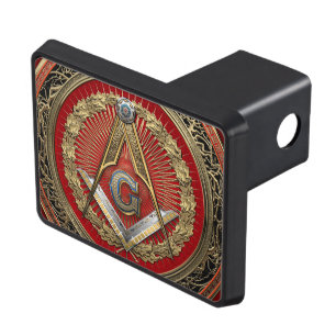 [300] Master Mason - Gold Square & Compasses Hitch Cover