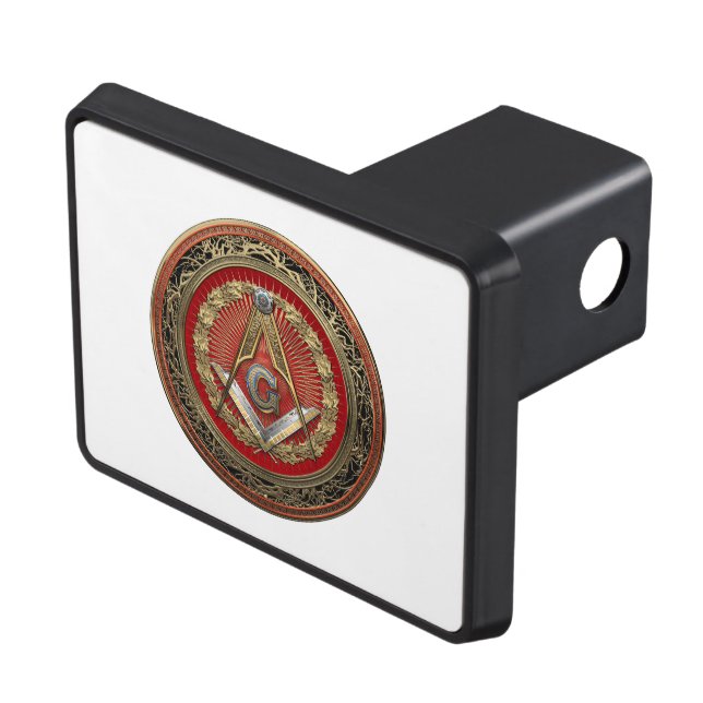 [300] Master Mason - Gold Square & Compasses Hitch Cover (Top Right)