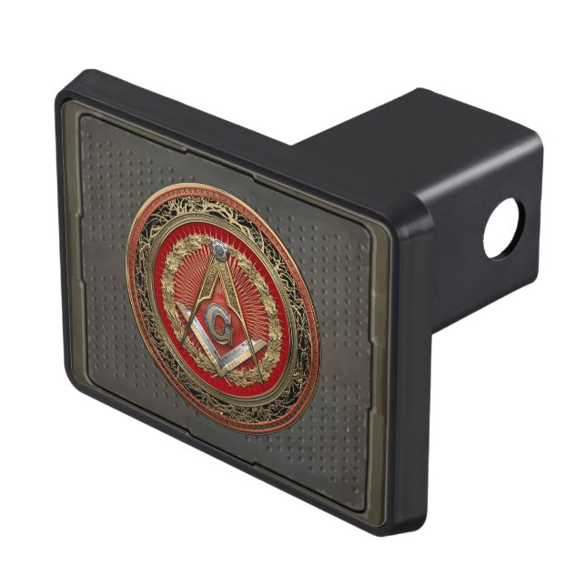 [300] Master Mason - Gold Square & Compasses Hitch Cover (Top Right)