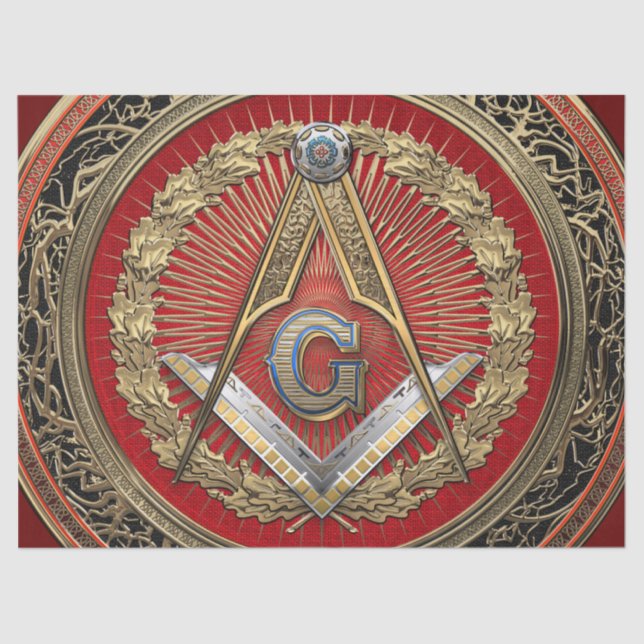 [300] Master Mason - Gold Square & Compasses Tissue Paper (Front)