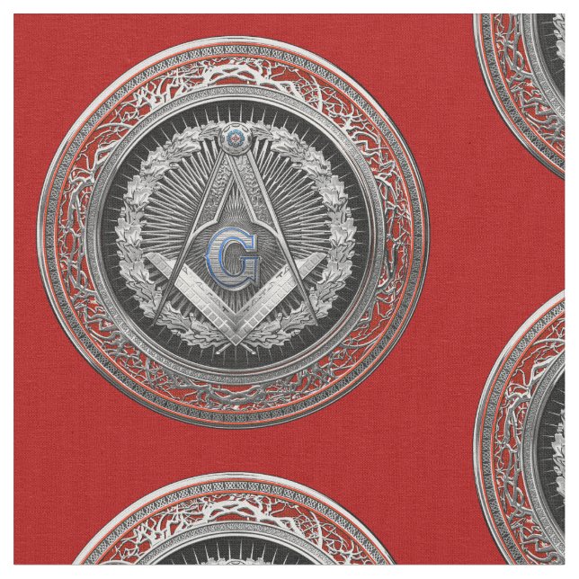 [300] Master Mason - Silver Square & Compasses Fabric (Close Up)