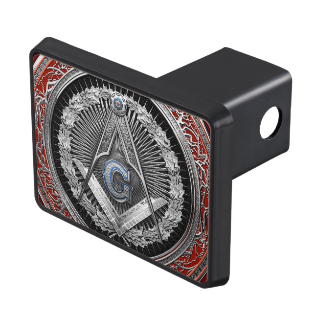 [300] Master Mason - Silver Square & Compasses Hitch Cover (Top Right)