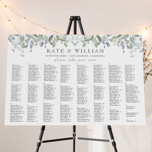 300 Names Sage Greenery Wedding Seating Chart Sign