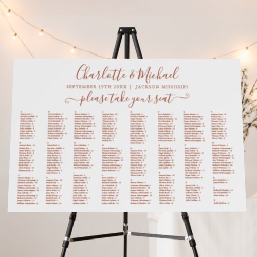 300 Names Terracotta Wedding Seating Chart Sign
