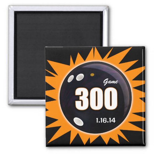 300 Perfect Game Bowling Orange  Black Magnet