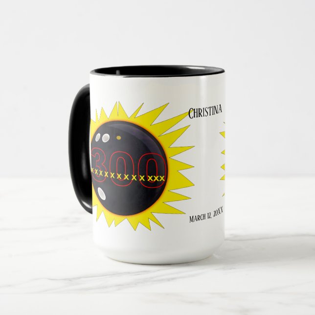 300 Perfect Game Bowling, Personalized, Coffee Mug (Front Left)
