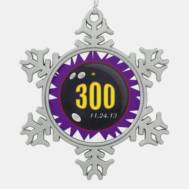 300 Perfect Game Purple Snowflake Pewter Christmas Ornament (Front)
