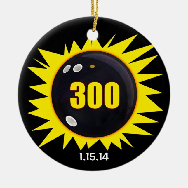 300 Perfect Game Yellow Ceramic Ornament (Front)