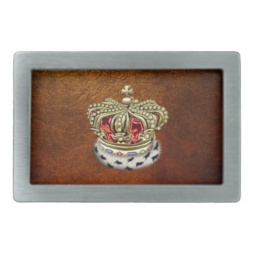 300 Prince King Royal Crown FurGoldRed Rectangular Belt Buckle