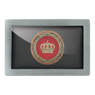 [300] Prince-Princess King-Queen Crown [Belg.Gold] Rectangular Belt Buckle