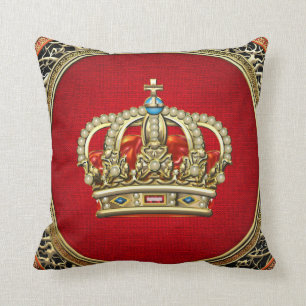 [300] Prince-Princess King-Queen Crown [Belg.Gold] Throw Pillow
