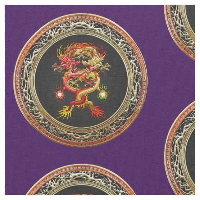 [300] Red and Yellow Dragons Fabric (Close Up)
