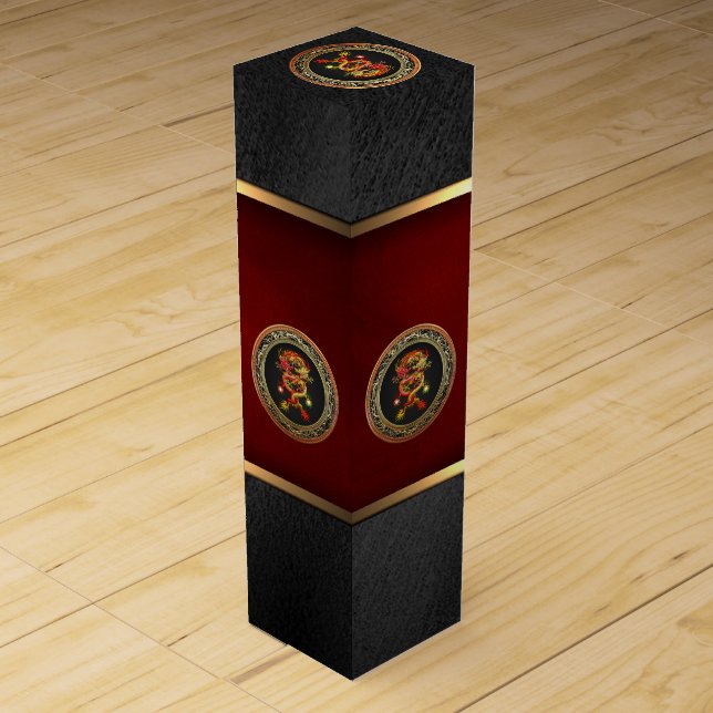 [300] Red and Yellow Dragons Wine Box (Back)