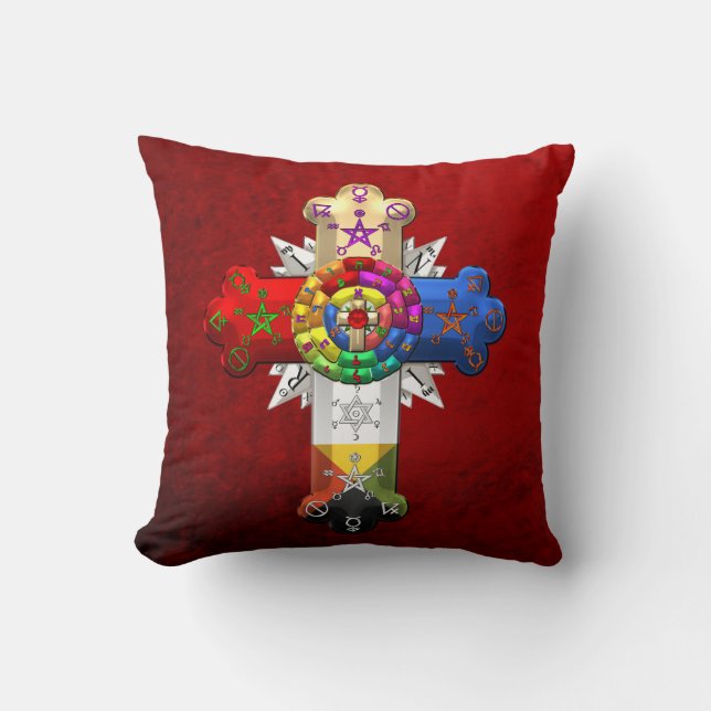 [300] Rosy Cross (Rose Croix) Throw Pillow (Front)