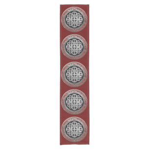 [300] Sacred Celtic Silver Knot Cross Short Table Runner