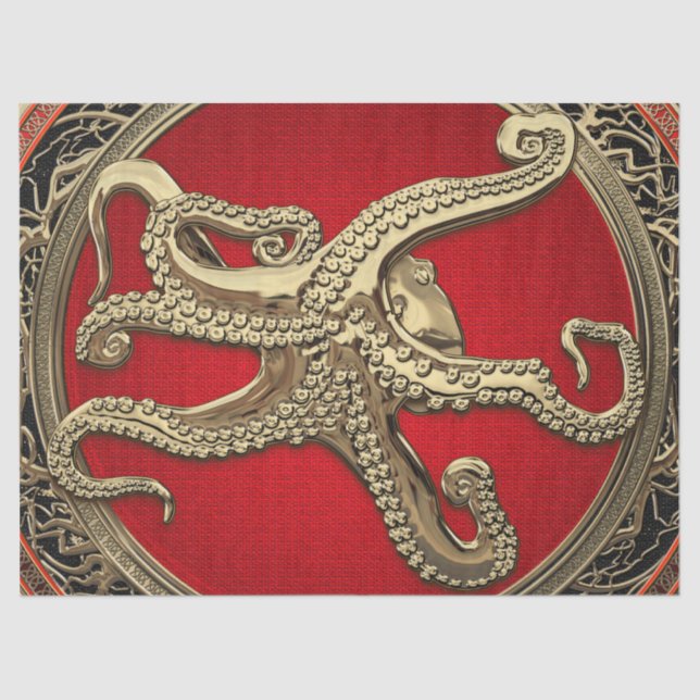 [300] Sacred Gold Octopus in Defensive Posture Tissue Paper (Front)