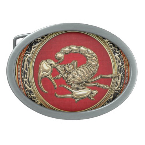 300 Sacred Golden Scorpion on Red Belt Buckle