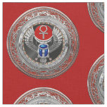 [300] Sacred Silver Egyptian Winged Scarab &amp; Ankh Fabric