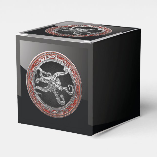[300] Sacred Silver Octopus in Defensive Posture Favor Boxes (Front Side)