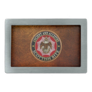 [300] Scottish Rite Double-headed Eagle Rectangular Belt Buckle