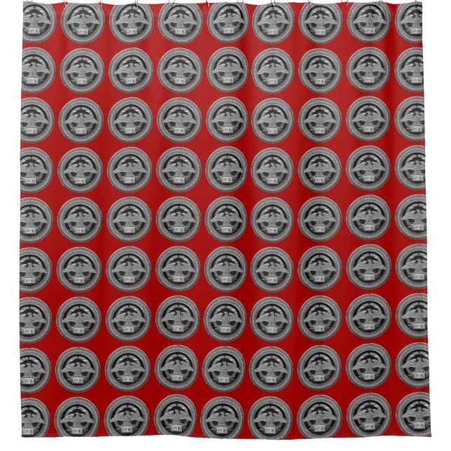 [300] Silver Roman Imperial Eagle over Medallion Shower Curtain (Front)