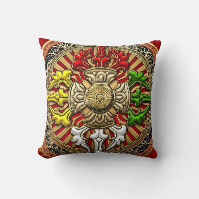 [300] Tibetan Double Dorje Mandala Throw Pillow (Front)
