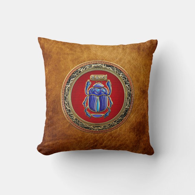 [300] Treasure Trove: Ancient Egyptian Scarab Throw Pillow (Front)