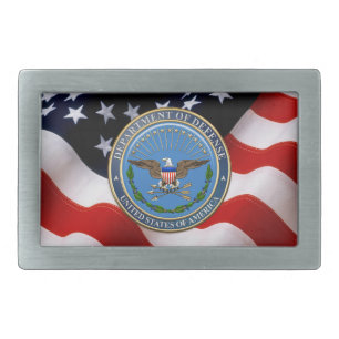 [300] U.S. Department of Defense (DOD) Emblem [3D] Rectangular Belt Buckle