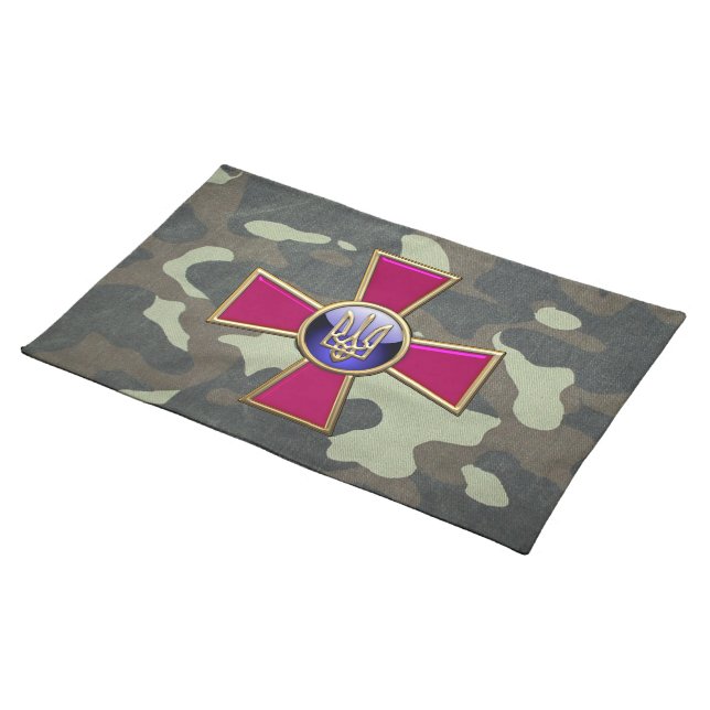 [300] Ukrainian Armed Forces Emblem Cloth Placemat (On Table)