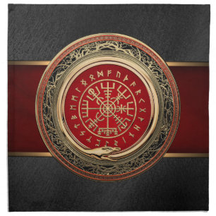 [300] Vegvisir - Viking Gold Magic Runic Compass Cloth Napkin