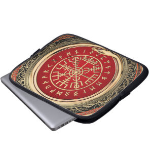 [300] Vegvisir - Viking Gold Magic Runic Compass Laptop Sleeve