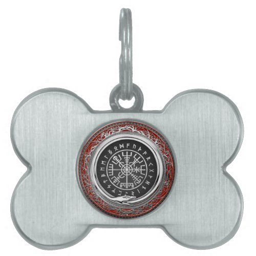 300 Vegvisir _ Viking Silver Magic Runic Compass Pet ID Tag