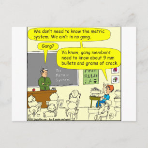 303 metric system math cartoon postcard