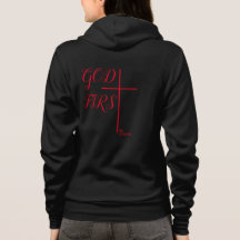 303WW "GOD FIRST" CROSS Black ZIP-UP Quoted