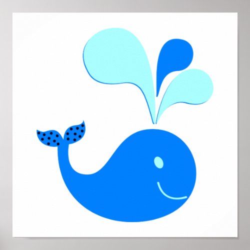307607 CUTE CARTOON BLUE WHALE GRAPHICS POSTER