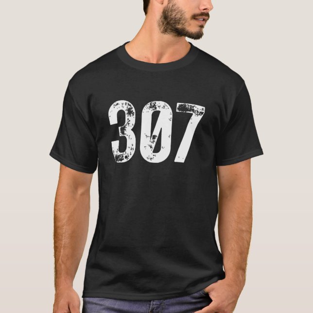 307 Area Code Wyoming Mobile Telephone Area Code 3 T-Shirt (Front)