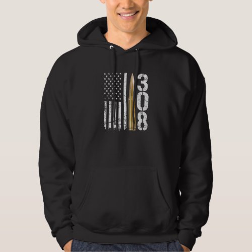 308 Gun Ammo Bullet 308 Calibre Rifle Usa Flag Hoodie