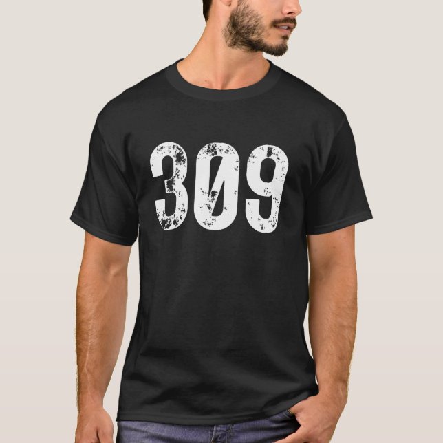 309 Area Code Peoria IL Mobile Telephone Area Code T-Shirt (Front)