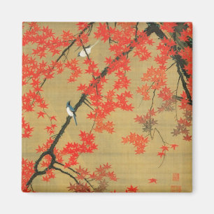 30. 紅葉小禽図, 若冲 Maple & Small Birds, Jakuchū Magnet