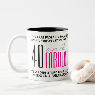 30/40/50/60 & Fabulous Birthday Mug-Personalized Two-Tone Coffee Mug