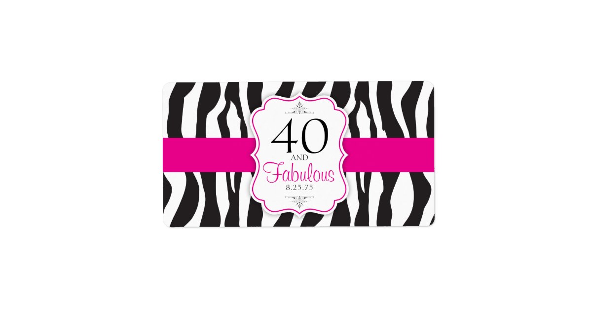 30/40/50/60 Fabulous Zebra Water Bottle Labels | Zazzle