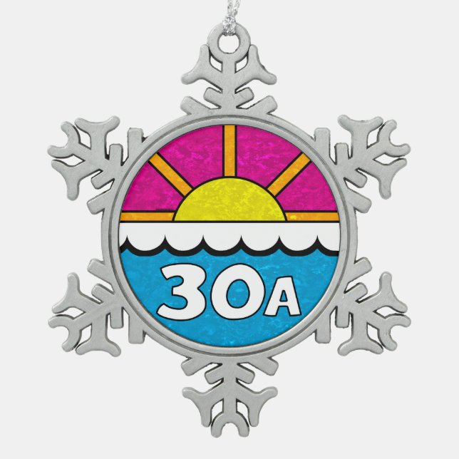 30 A Florida Route 30A Emerald Coast Seaside, Alys Snowflake Pewter Christmas Ornament (Front)
