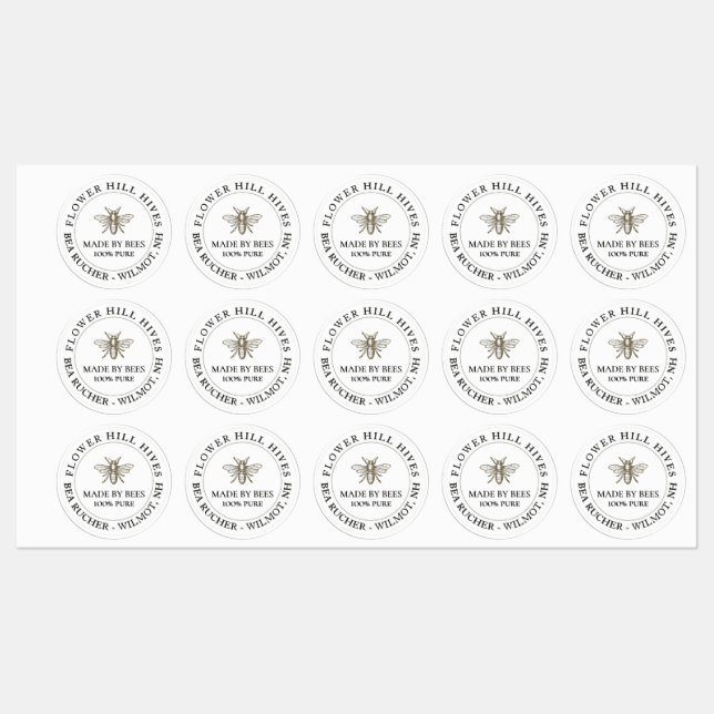 30 Adhesive Waterproof Apiary Product Labels 1.5" (Sheet)