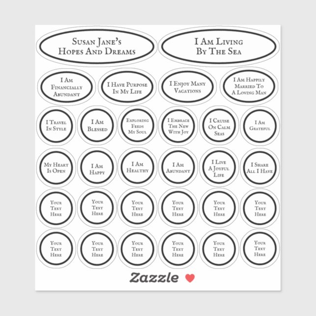 30 Affirmations For Love And Abundance White Sticker (Sheet)