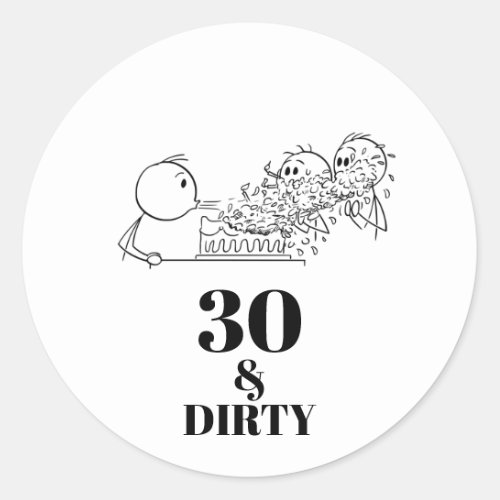 30 and Dirty 30th Birthday Doodle Sticker 