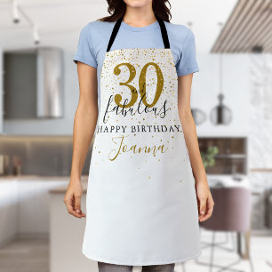 30 and Fabulous 30th Birthday Gold and Black Apron